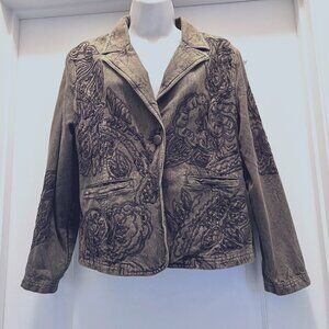 Coldwater Creek-Women's Embellished Sequin Blazer/Jacket-PM-Olive/Army Green